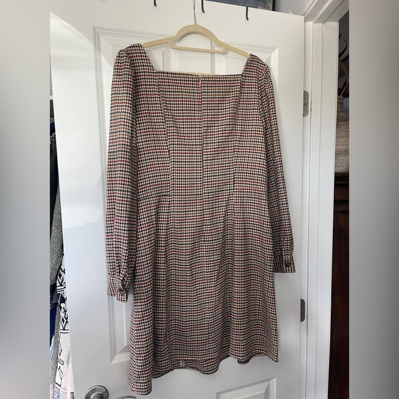 Gal meets glam Brooke dress brown plaid button square neck - Picture 8 of 9